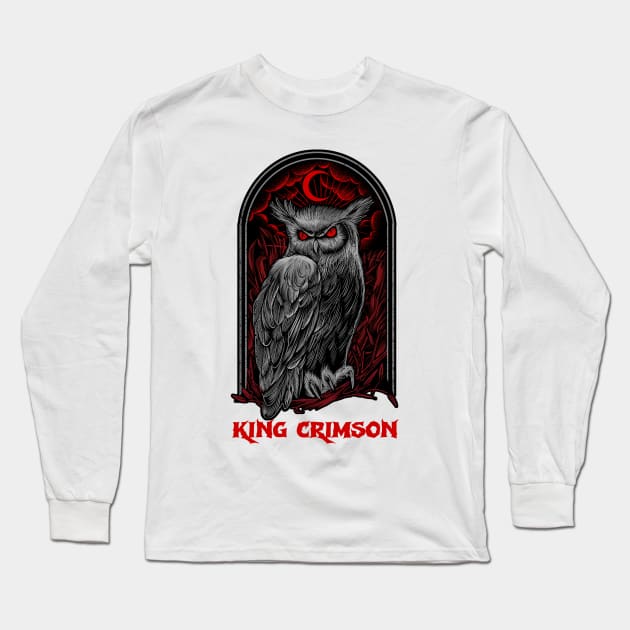 The Moon Owl King Crimson Long Sleeve T-Shirt by Pantat Kering